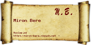 Miron Bere névjegykártya